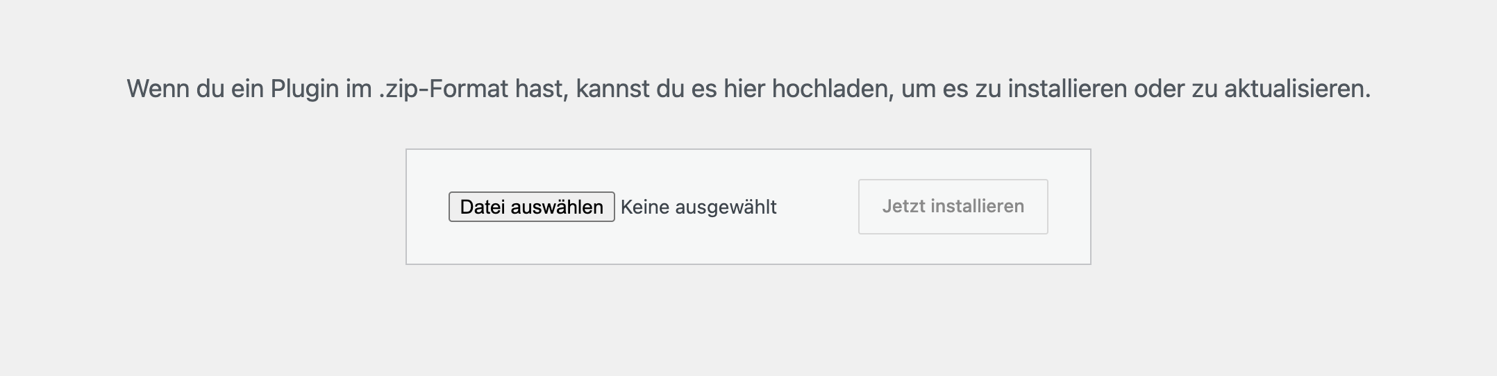ZIP-Datei unter Plugins → Plugin hinzufügen → Plugin hochladen auswählen