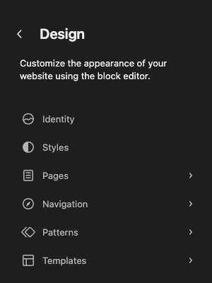 The sections of the Site Editor