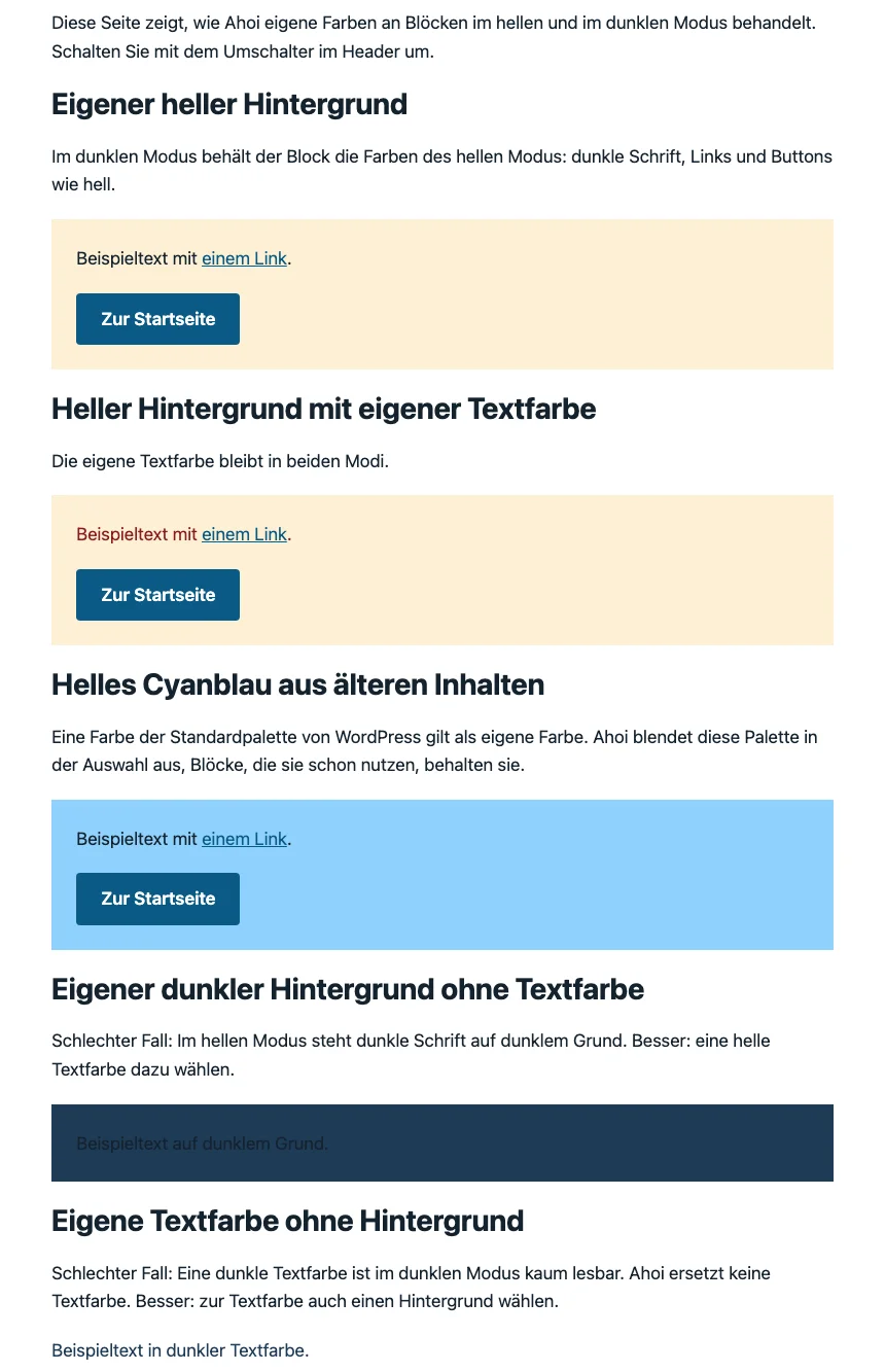 Eigene Farben an Blöcken, hell