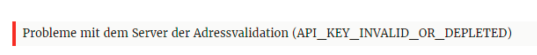 Fehlermeldung der Adressvalidierung im Checkout