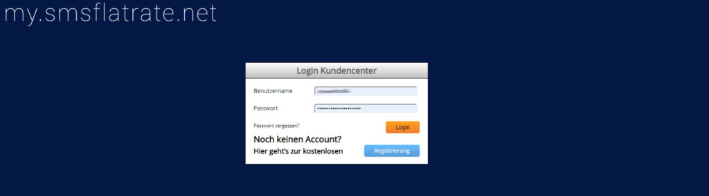 Anmeldung bei smsflatrate