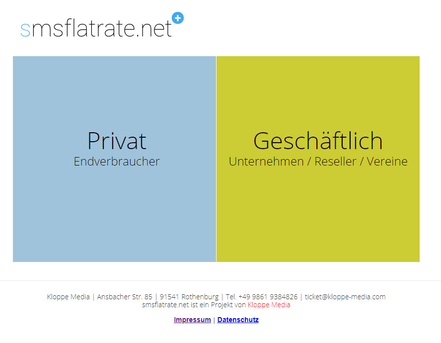 Kundenkonto bei smsflatrate anlegen