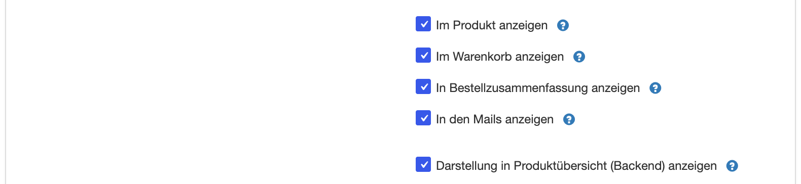Einstellungen zur Anzeige der Lieferzeit
