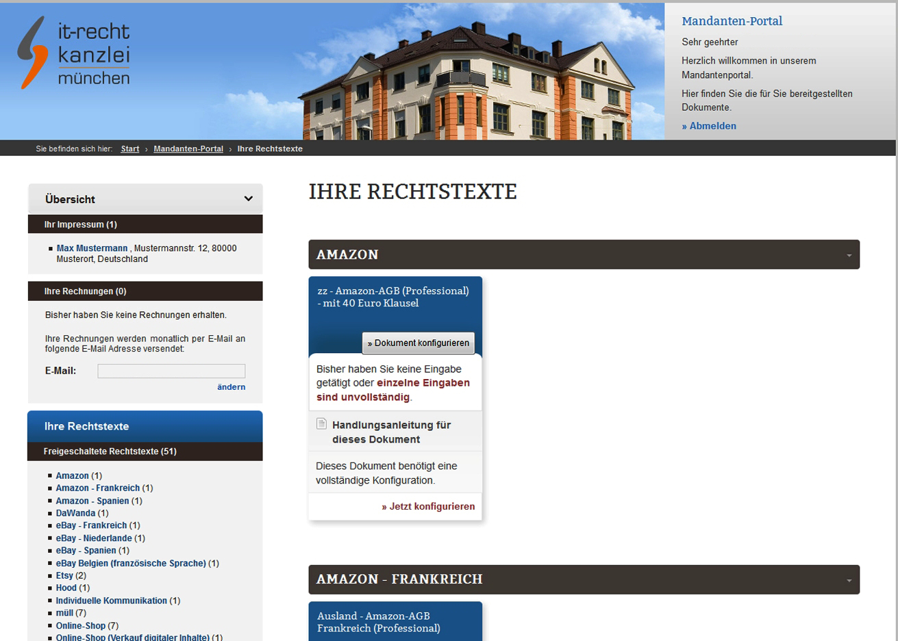 Mandantenportal der IT-Recht Kanzlei