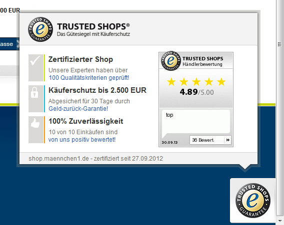 Trusted-Shops-Badge im Shop