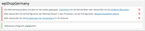 Hinweismeldung des Update-Assistenten nach dem Update auf 3.5