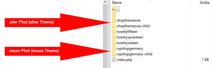 Altes und neues Theme im Verzeichnis wp-content/themes