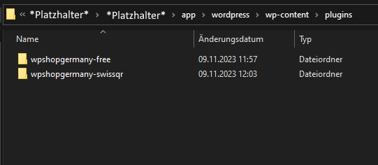 Plugin-Verzeichnis auf dem Server