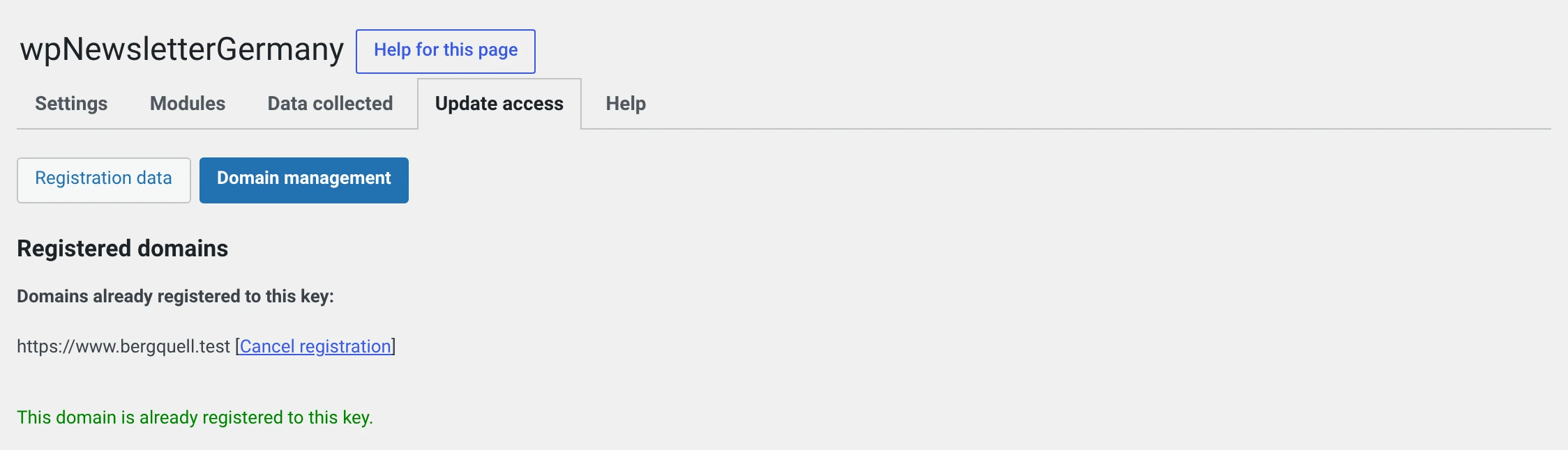 The domain management with the registered address