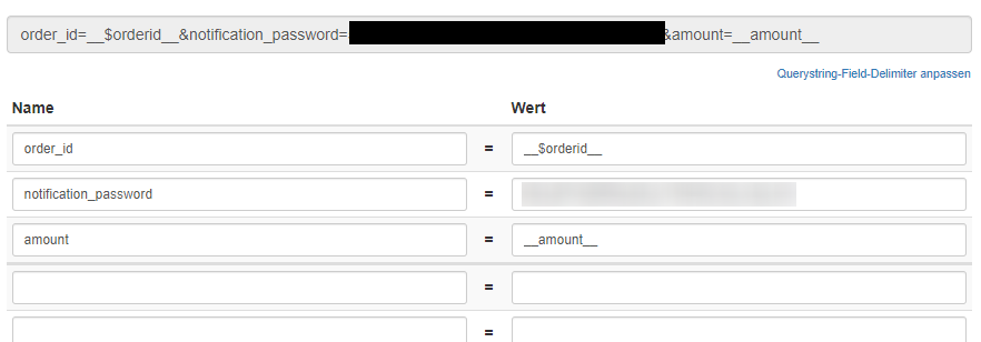 micropayment-Interface: Parameter der Benachrichtigung