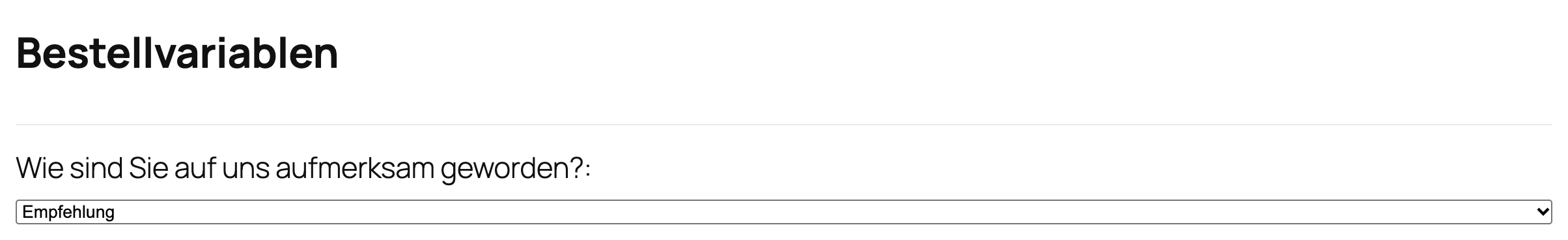 Bestellvariablen im Checkout