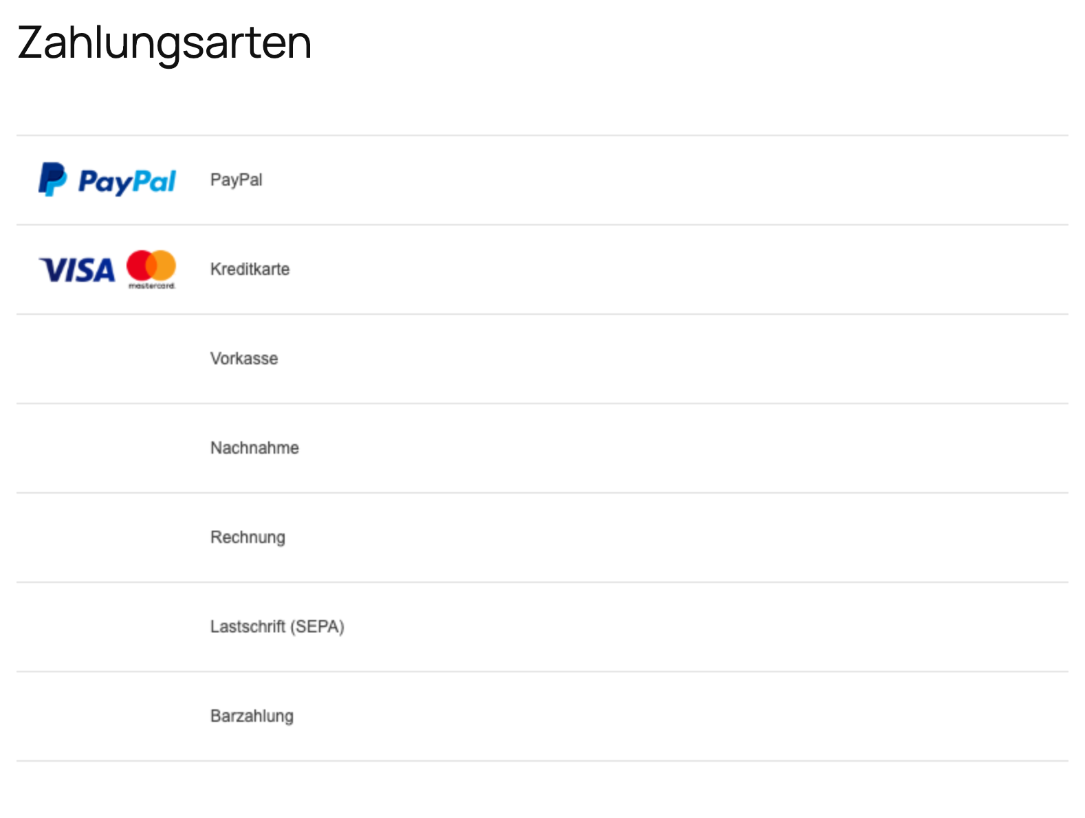 Zahlungsauswahl von PayPal auf der Seite Versand/Zahlung