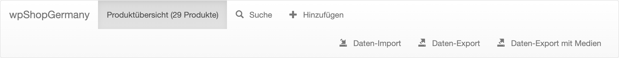 Daten-Export und Daten-Import in der Produktverwaltung