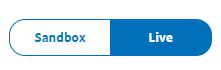 Umschalter zwischen Sandbox und Live im PayPal Developer Dashboard